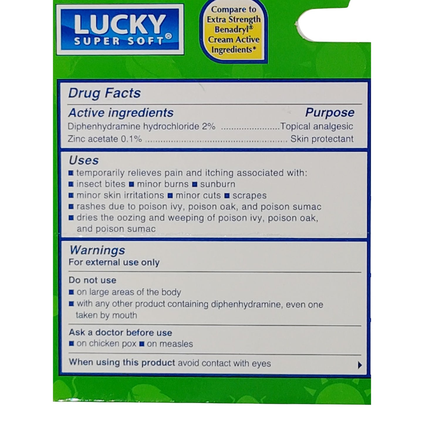Lucky Super Soft Itch Stopping Cream – 1 oz – Diphenhydramine – Exp. 12/2026