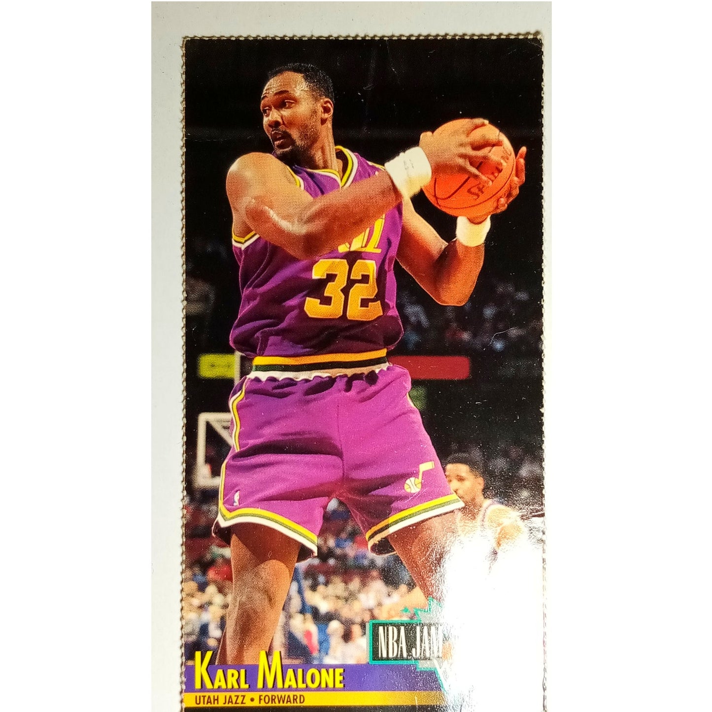 1993 Karl Malone Utah Jazz Fleer #227, 4-5/8"H x 2.5"W Card NBA Jam Session, EXC