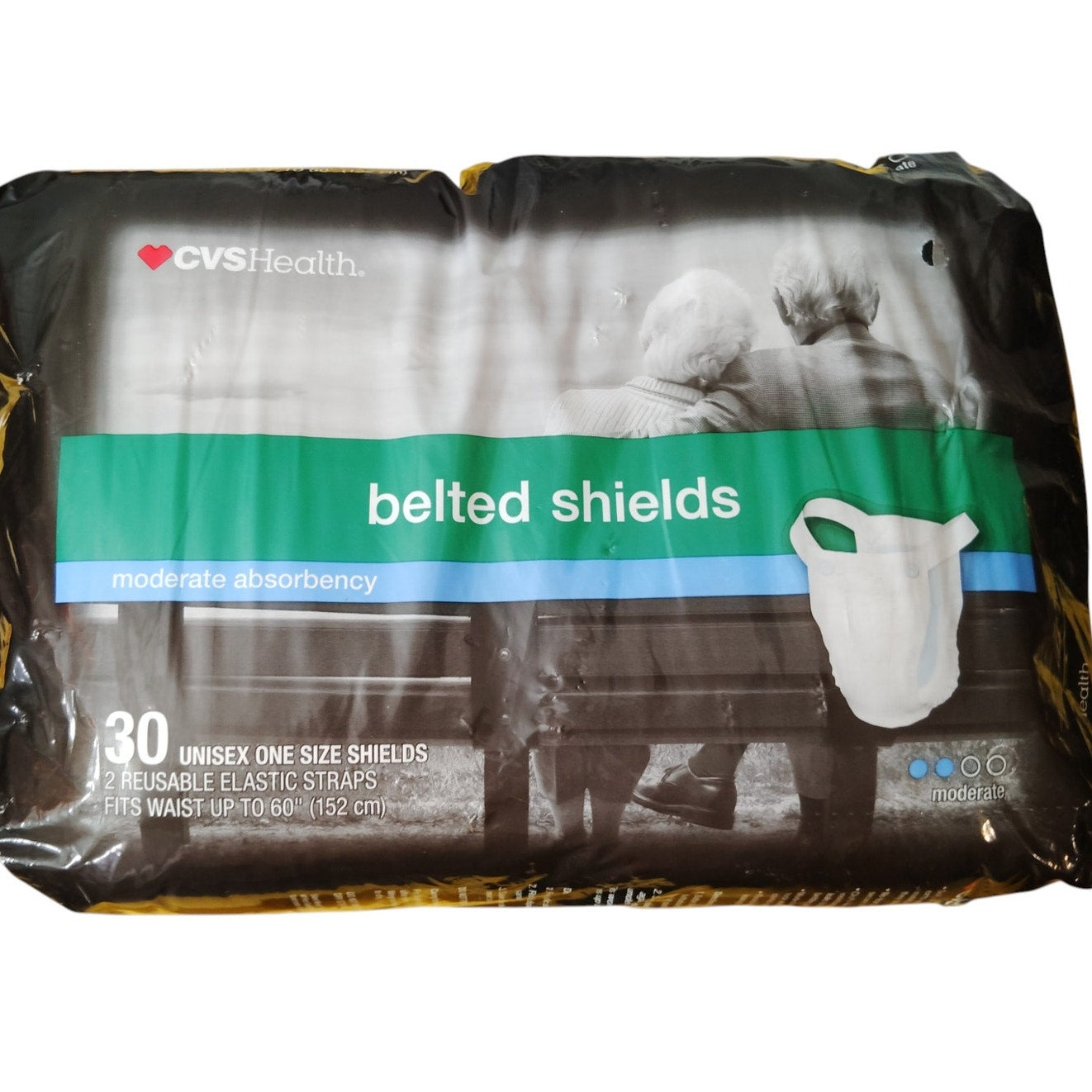 CVS Health Moderate Absorbency Belted Shields, One Size, 30 CT, Unisex