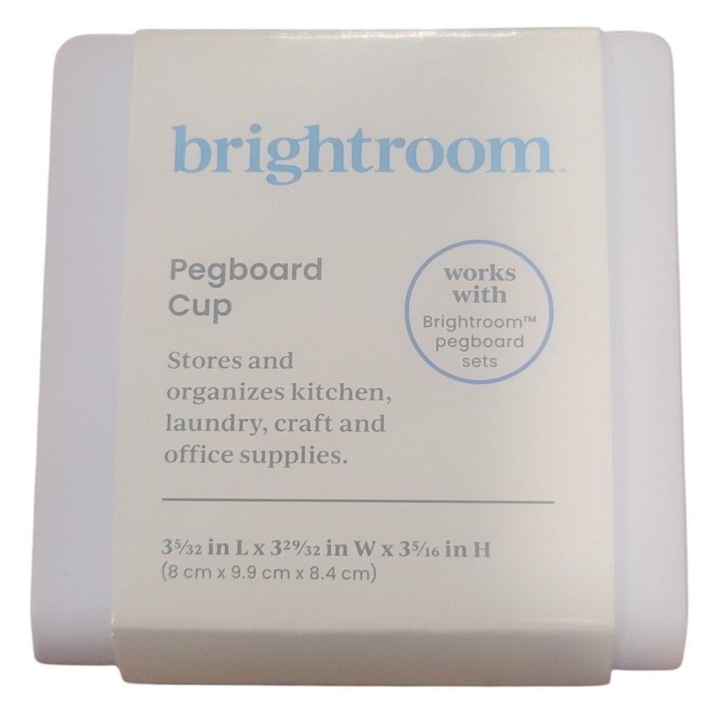 Brightroom Pegboard Single Cup Accessory – White – Organizer Bin