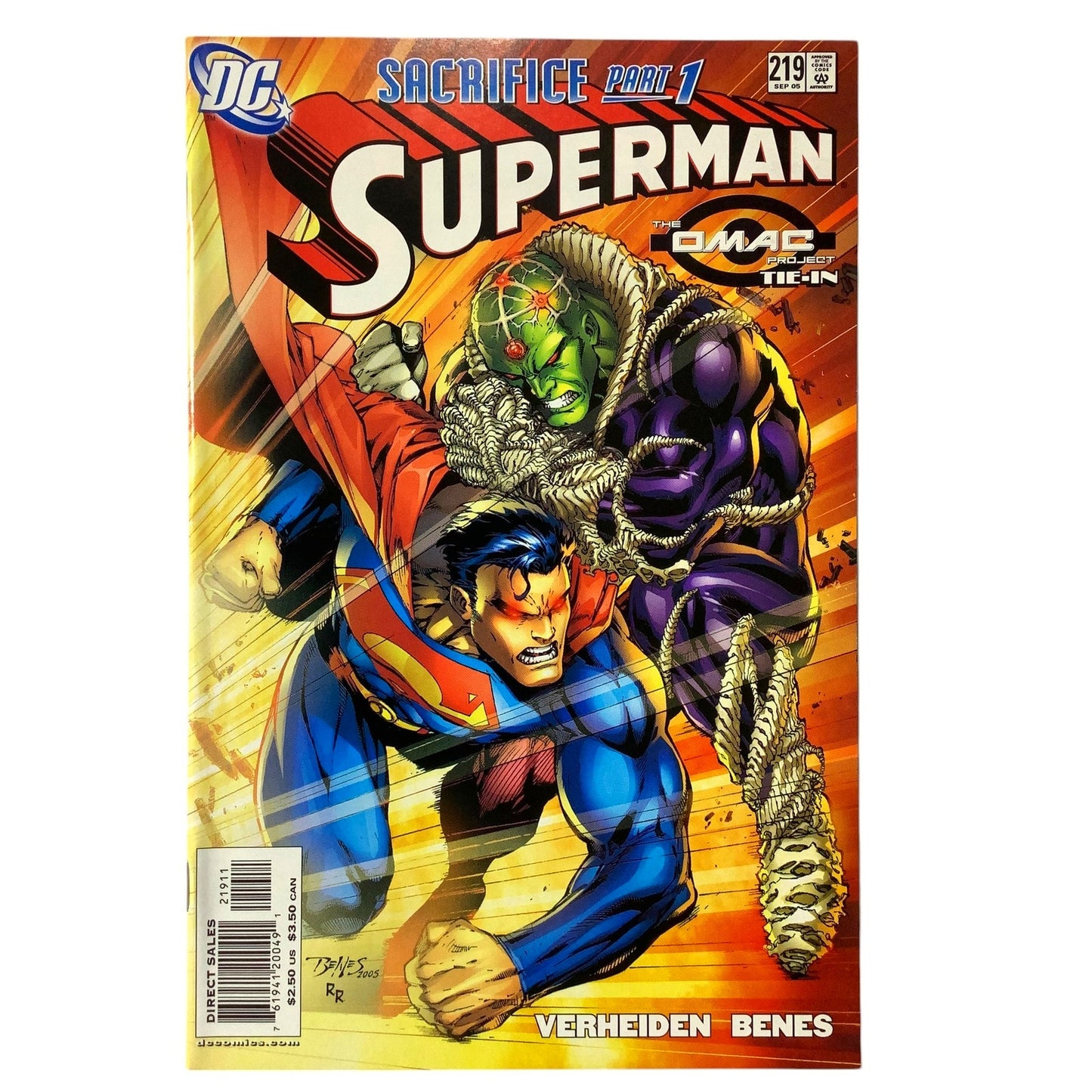 DC Comics, Superman #219, Sacrifice 1/4, Sept 2005, NM 9.4