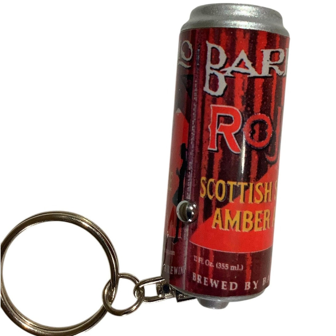 Barrio Rojo Scottish Style Amber Ale Key Chain w/ Laser Light – Can Shape, EUC