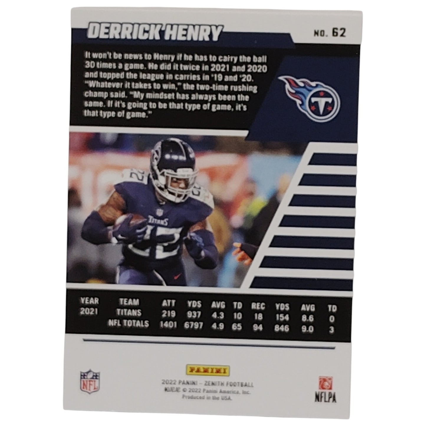 Derrick Henry, Baltimore Ravens, NFL 2022 Panini-Zenith Card 62 , EX/NM