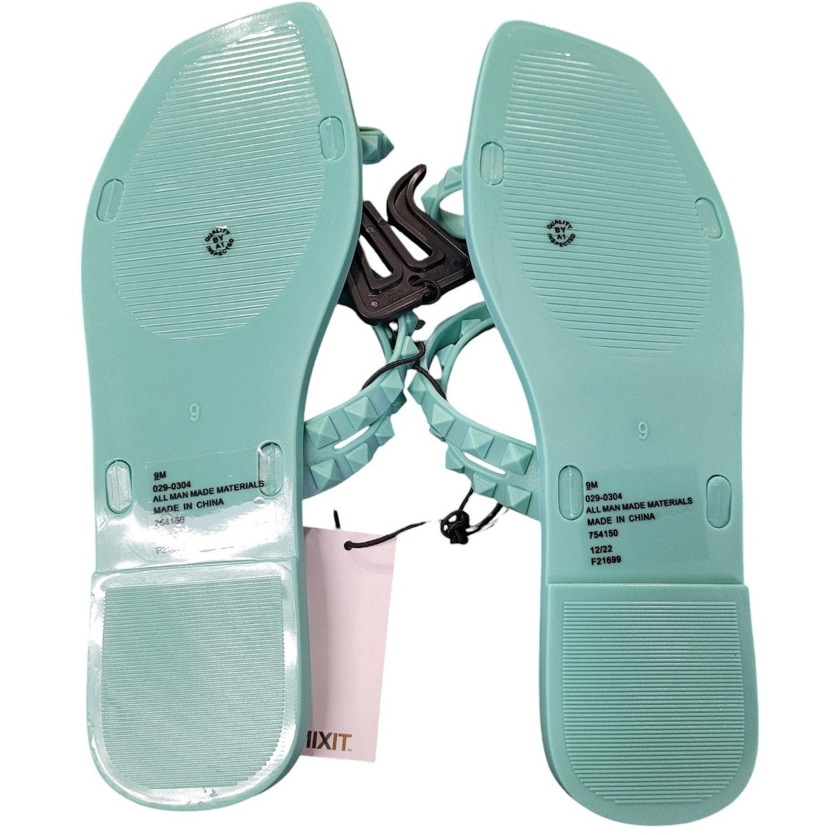 Mixit Women's Slip-On Strap Jelly Flip-Flops Sandals, French Mint, 9M