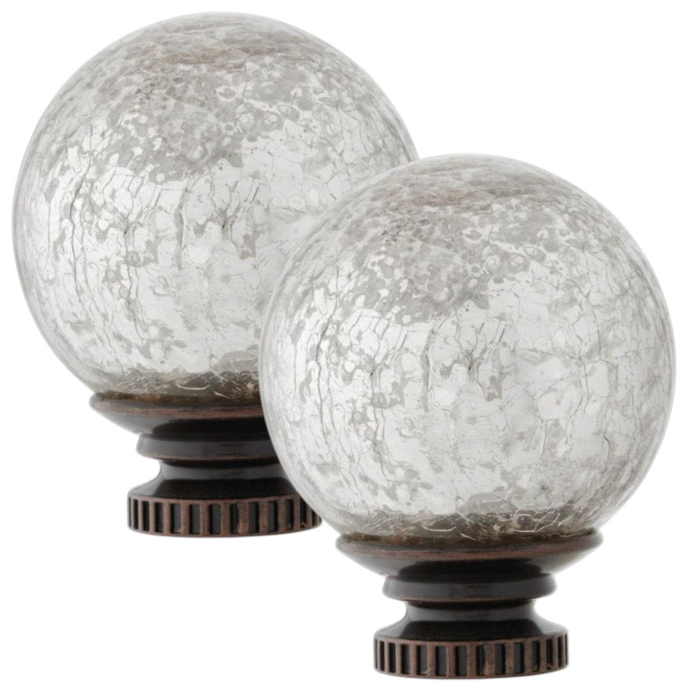 Home Decorators Collection Mercury Glass Sphere Curtain Rod Finials – Oil-Rubbed Bronze (Set of 2)