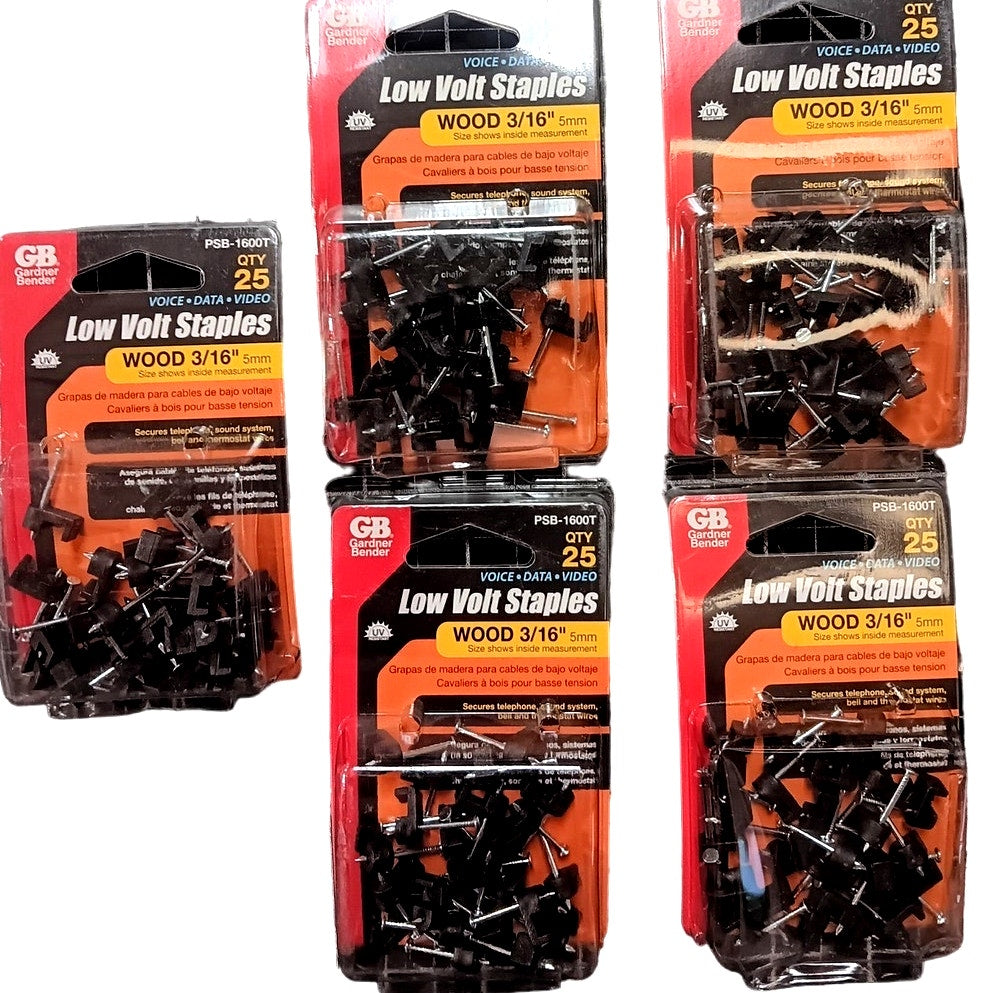 125 CT. Gardner Bender, 3/16-Inch, Black PSB-1600 Low-Voltage Cable Staples