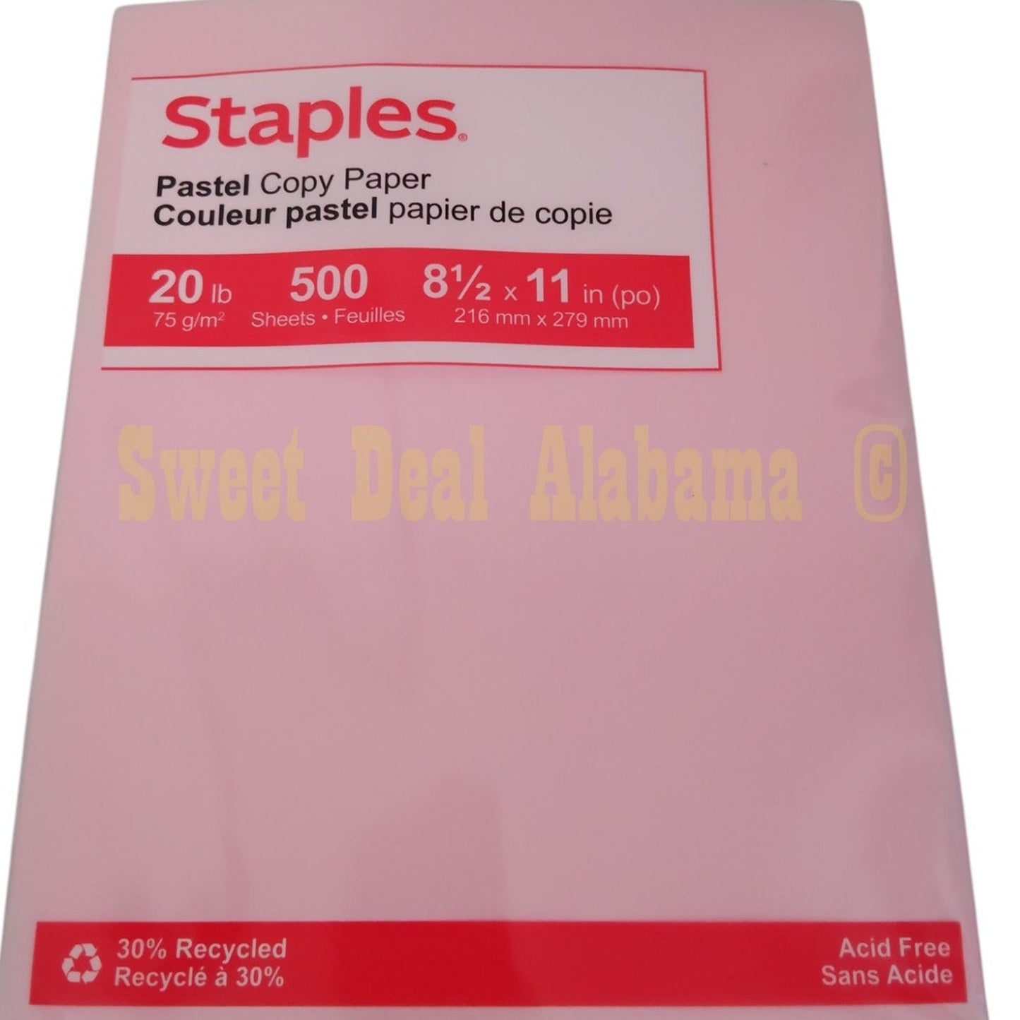 3 Reams, 1500 Pages, Staples Pastel Pink Copy Paper 8-1/2" X 11" No.14779