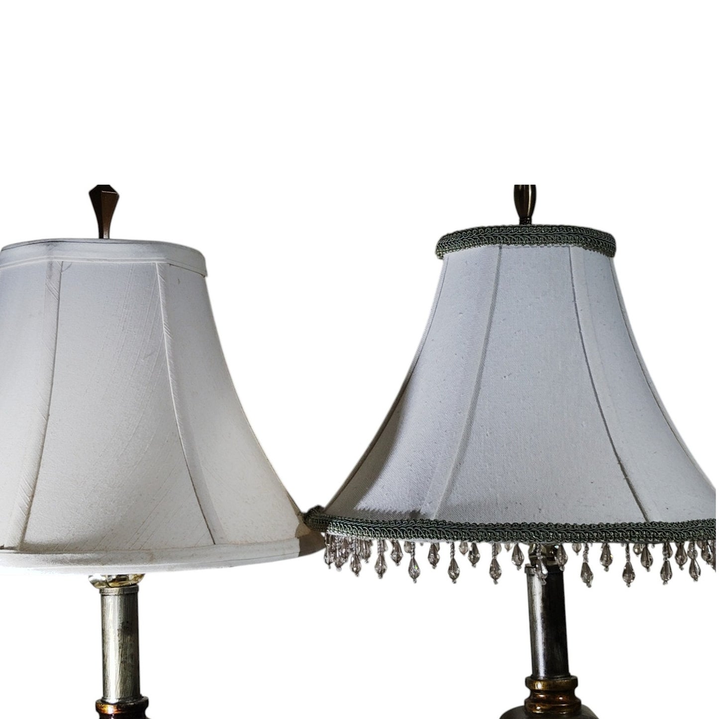 Pair of Vintage Classic Tan Shade Table Lamps – 27.5"H w/ Finial, Working