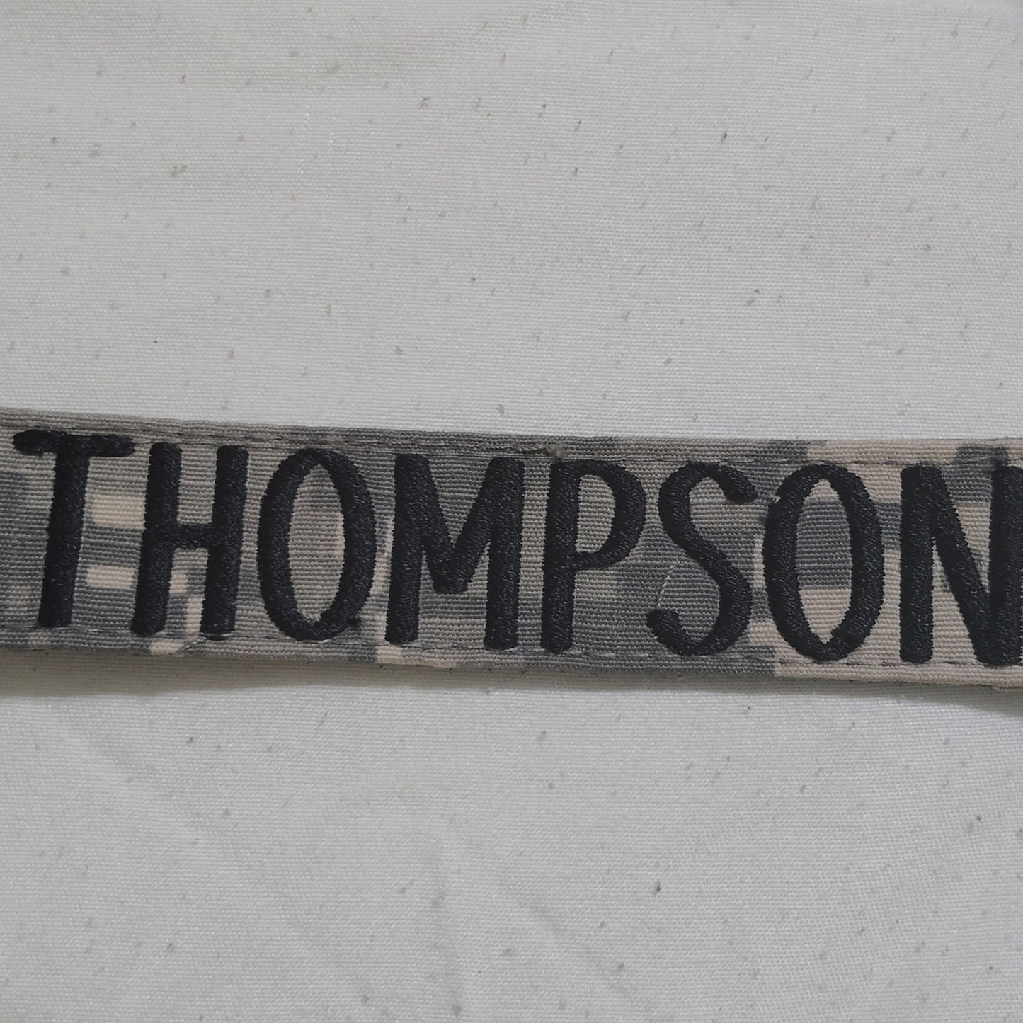 Name Tape “THOMPSON” – ACU Digital – Hook Back – 5" × 1" – Novelty Patch