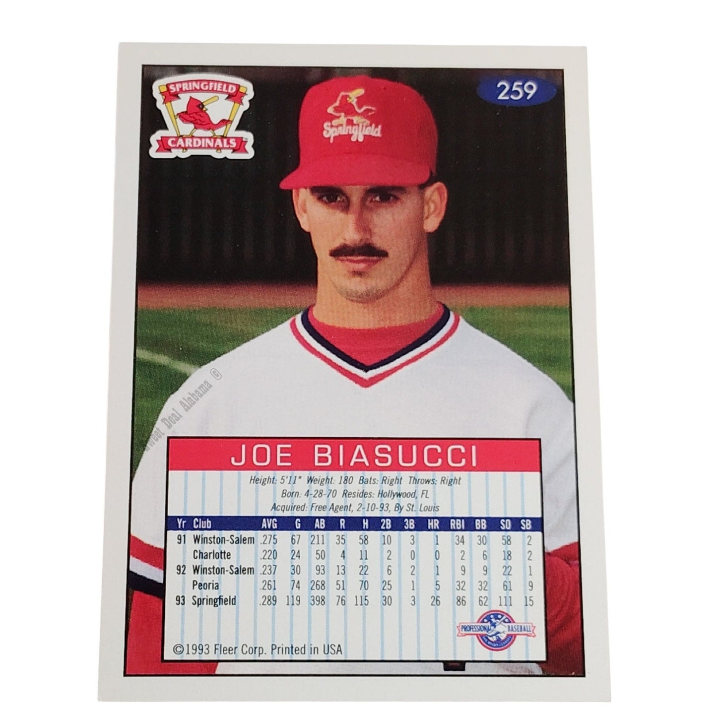 Joe Biasucci, Springfield Cardinals, No. 259, 93-94 Fleer Excel Minor Leagues