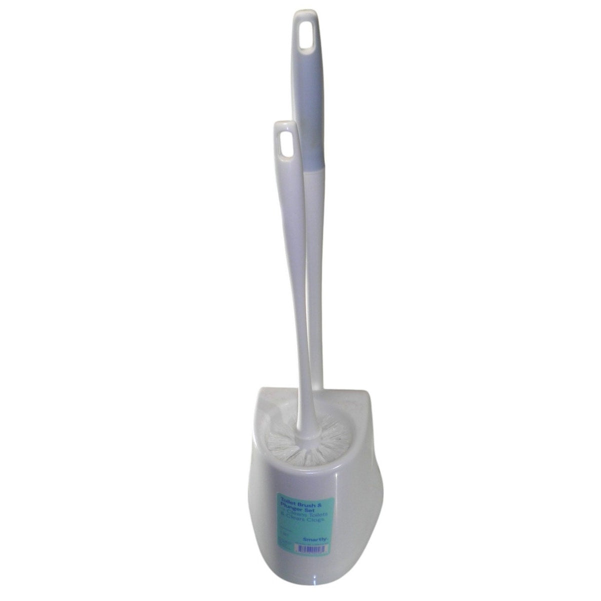 Smartly Toilet Brush & Plunger Combo Set with Holder, White