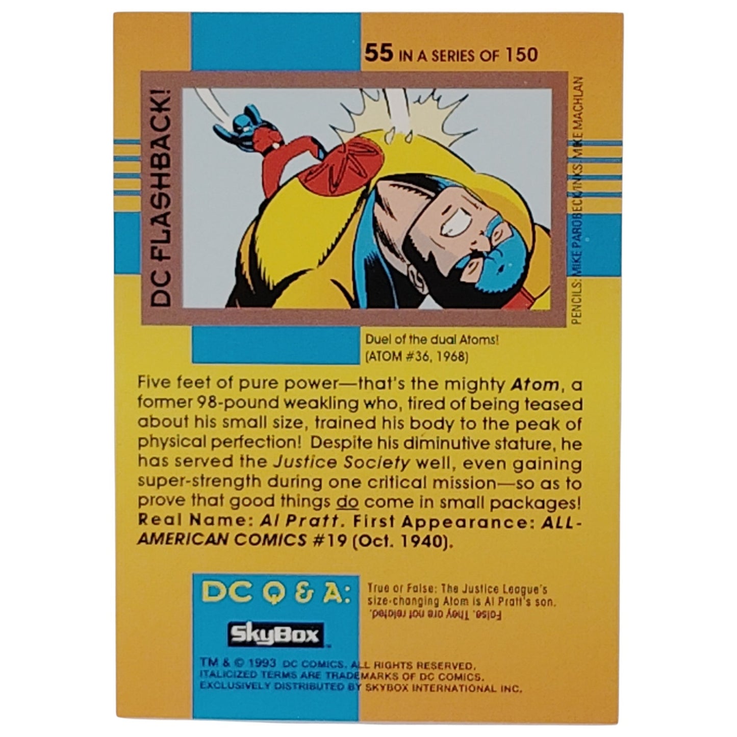 Skybox 1993 DC Flashback Card 55, Justice Society, Golden Age Atom, DC Comics