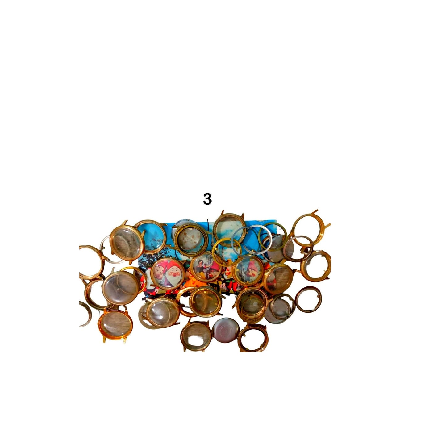 Steampunk Craft Supplies, Watch Cases, Bezels, Crystals, Backs - 8 oz Bag #4