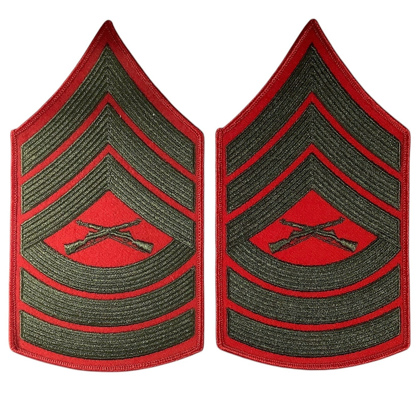 1 Set- US Marine Corps Master Sergeant, Green/Red, 6-5/8"H x 3-5/8"W