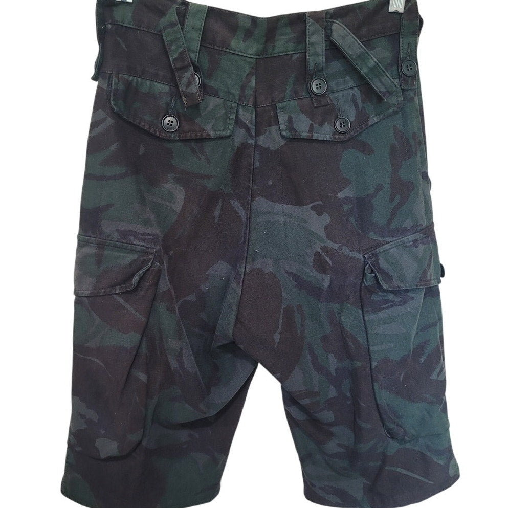 Camo Cargo Shorts - 26"W - 11" Inseam - Dark Navy & Teal - Multi-Pocket Utility
