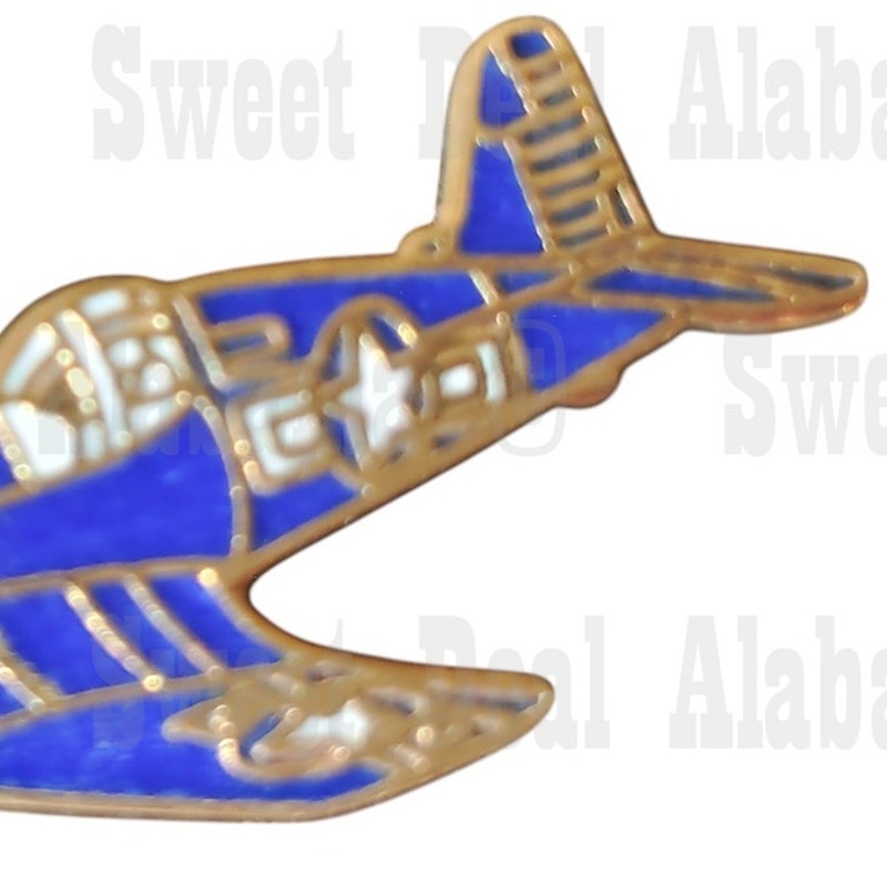 WWll F4U Corsair Airplane Hat, Lapel, Brooch Collector's Pin 1-1/4"W x 1/2"H