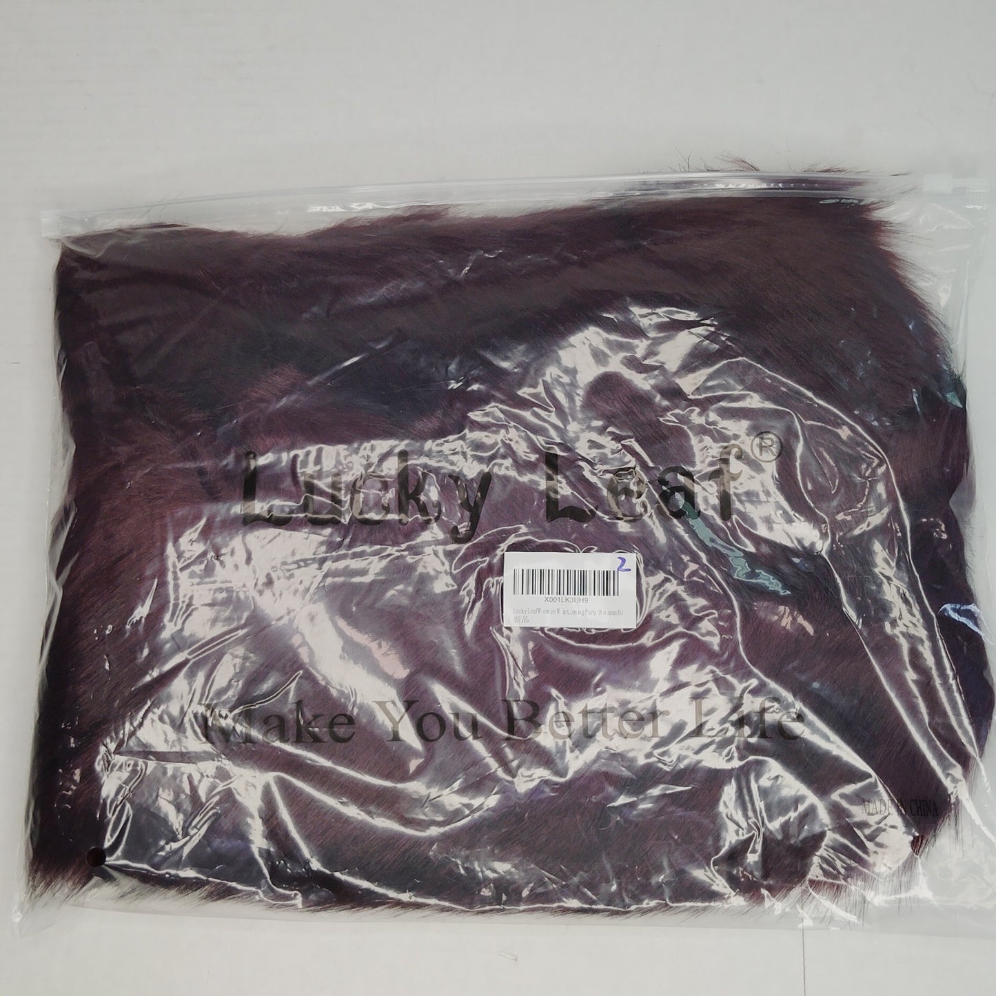 Lucky Leaf Faux Fur Collar Scarf Amaranth (Deep Burgundy) Soft Plush Wrap