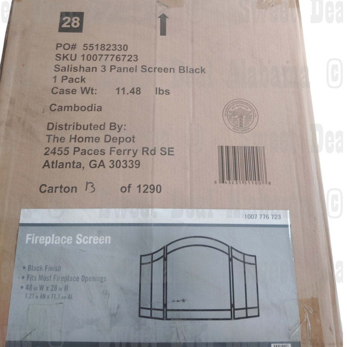 3-Panel Fireplace Screen 27.95"x38" – Black Steel Folding Spark Guard, See-Through