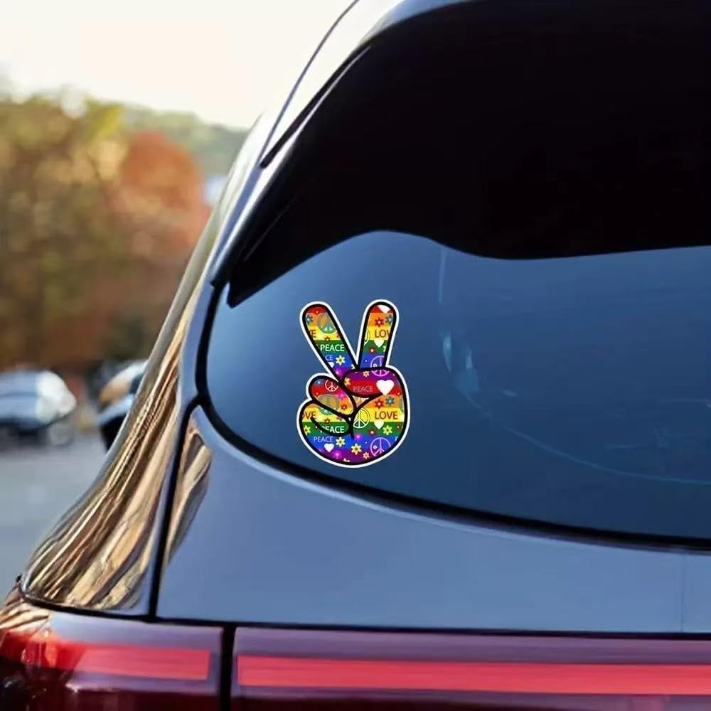 2× 2D Color Fingers Vinyl Decals – 7"x4.5", Waterproof PVC Stickers