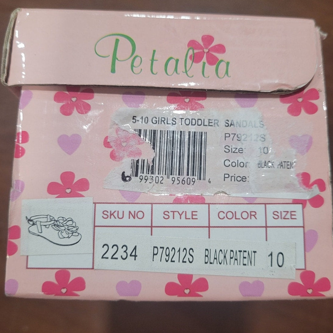 Petalia Toddler Girls' Sandals, 10, Black Patent - Black Mesh Flower Sandal