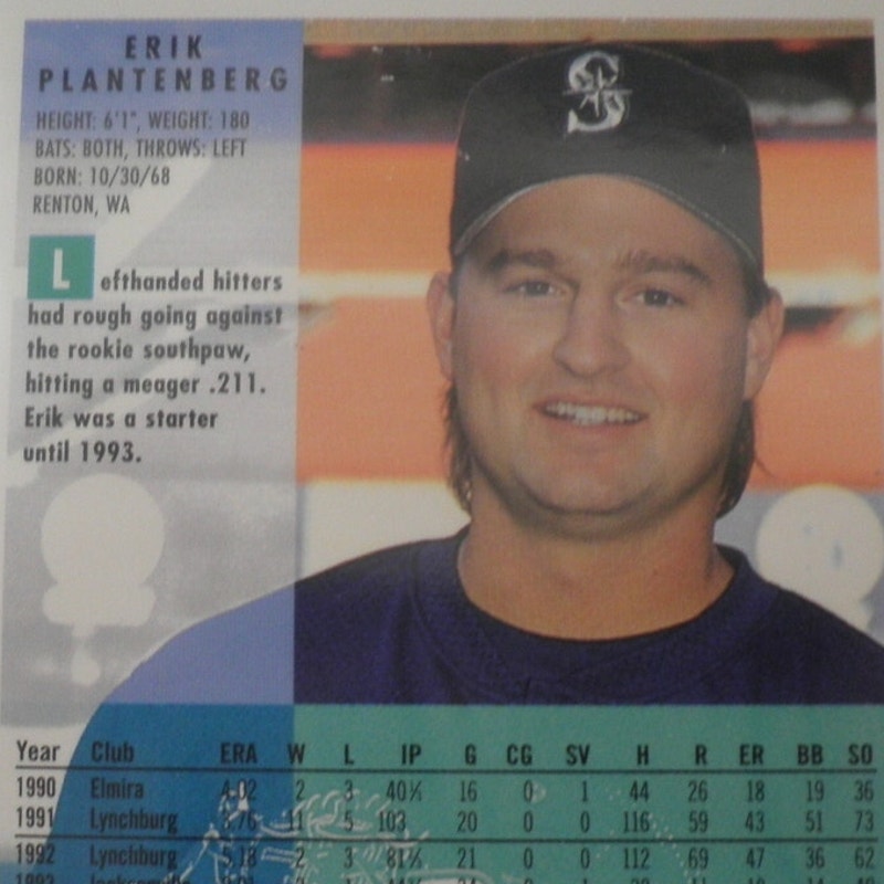 Erik Plantenberg, Seattle Mariners, #297, 1994 Fleer Baseball Collector's Card