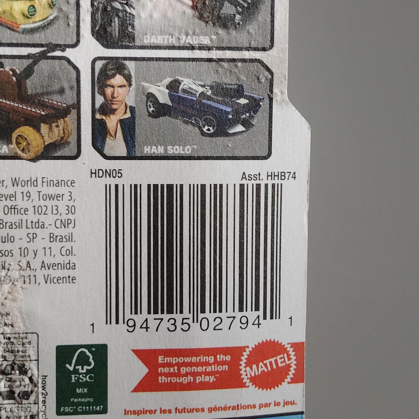 Star Wars Hot Wheels Character Car Han Solo Diecast 1:64 Mattel