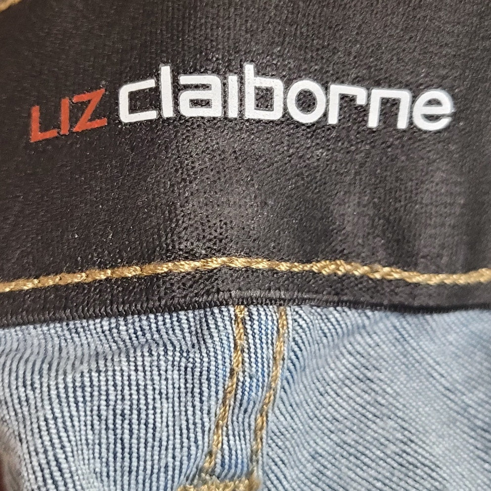 Liz Claiborne Plus Women's Sara Mid Rise Slim Fit, Slim Leg Jean, Blue, 18W