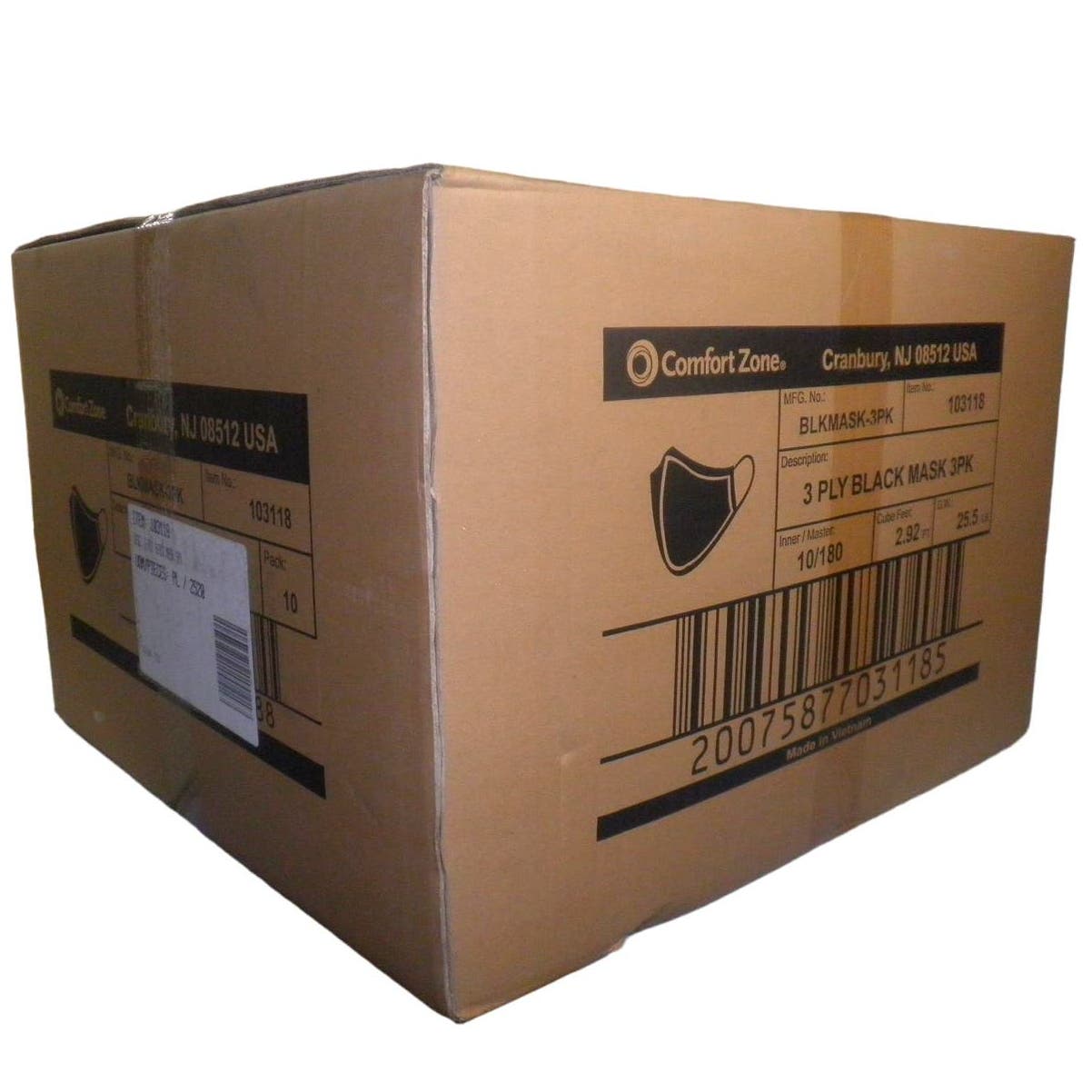 540 Ct. Case- Reusable Fabric Mask, 180-PKS of 3, 3-Layer, Black, 100% Polyester [Local Pickup Clearance $25 Per Case of 540 Mask in Cropwell, AL 35054}