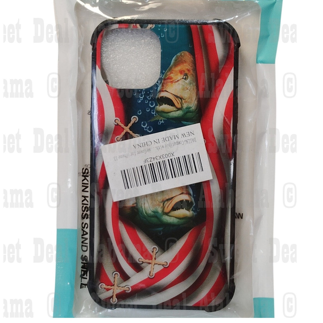 DAIZAG Case Compatible with for iPhone 12/13 (6.1), Red/White w/ Fish Design