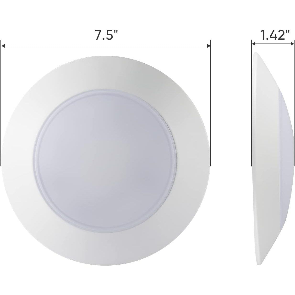 7.5" Flush6-PK Flush Mount LED Disk Light – 15W, 1000lm, CRI90, 5CCT – Fits 5/6" Can or 4" J-Box