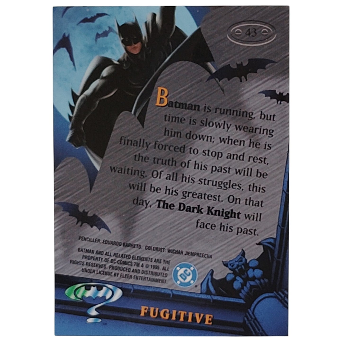 Sentinel 1995, Fugitive, Metallic Collector's Card #43 Batman Forever, DC Comics
