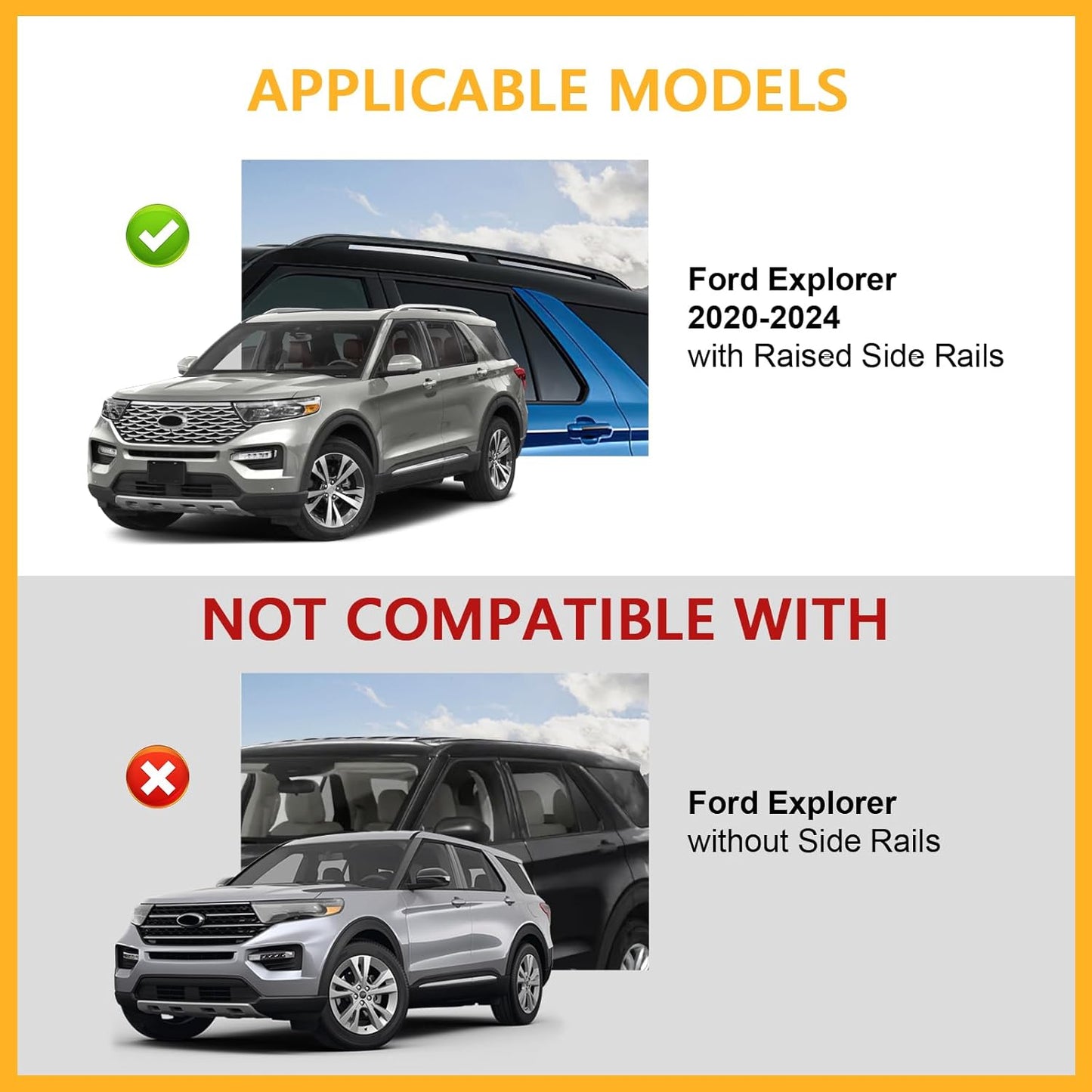 220lb Roof Rack Cross Bars for Ford Explorer 2020–2025 Lockable Aluminum Carrier
