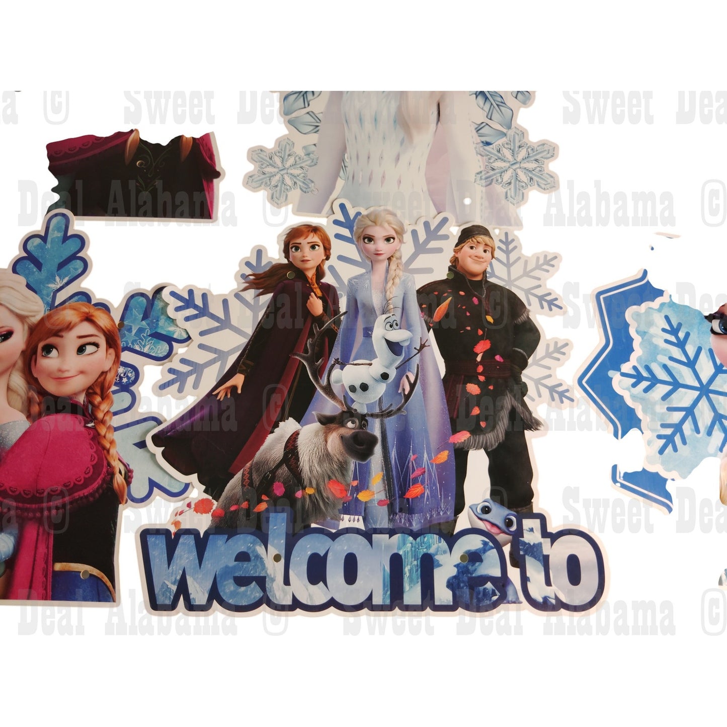 Frozen Party Vertical Hanging Signs – Welcome Banner with All Characters