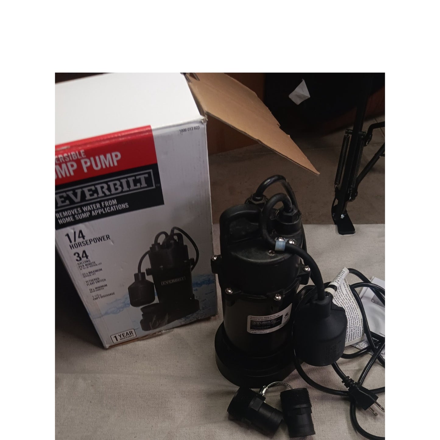 Everbilt 1/4 HP Aluminum Sump Pump Tether Switch, Model HDSP25W