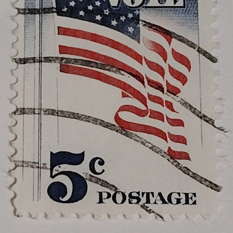 1964 Scott #1244 – 5¢ Register Vote / American Flag – Canceled