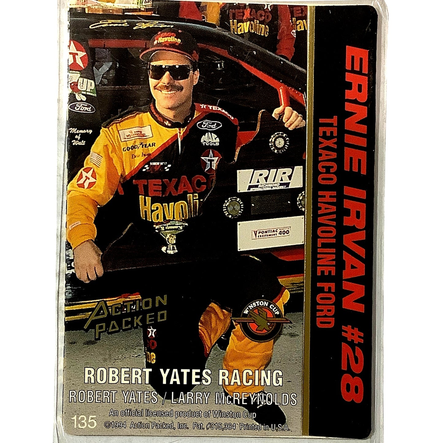 Ernie Irvan #28 Embossed Hot Look 94 NASCAR Texaco #135, 1994 Action Packed NM