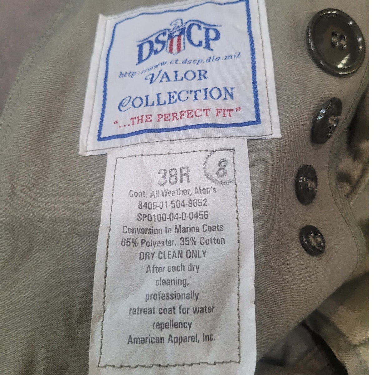 U.S.M.C. All-Weather Raincoat – Size 38R – Pewter Tan – Double-Breasted with Belt & Removable Liner