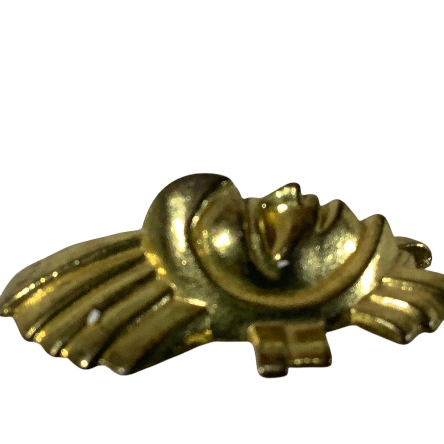 Vintage Aztec Head, Gold Tone, Figurine 1-1/8"H x 1"W
