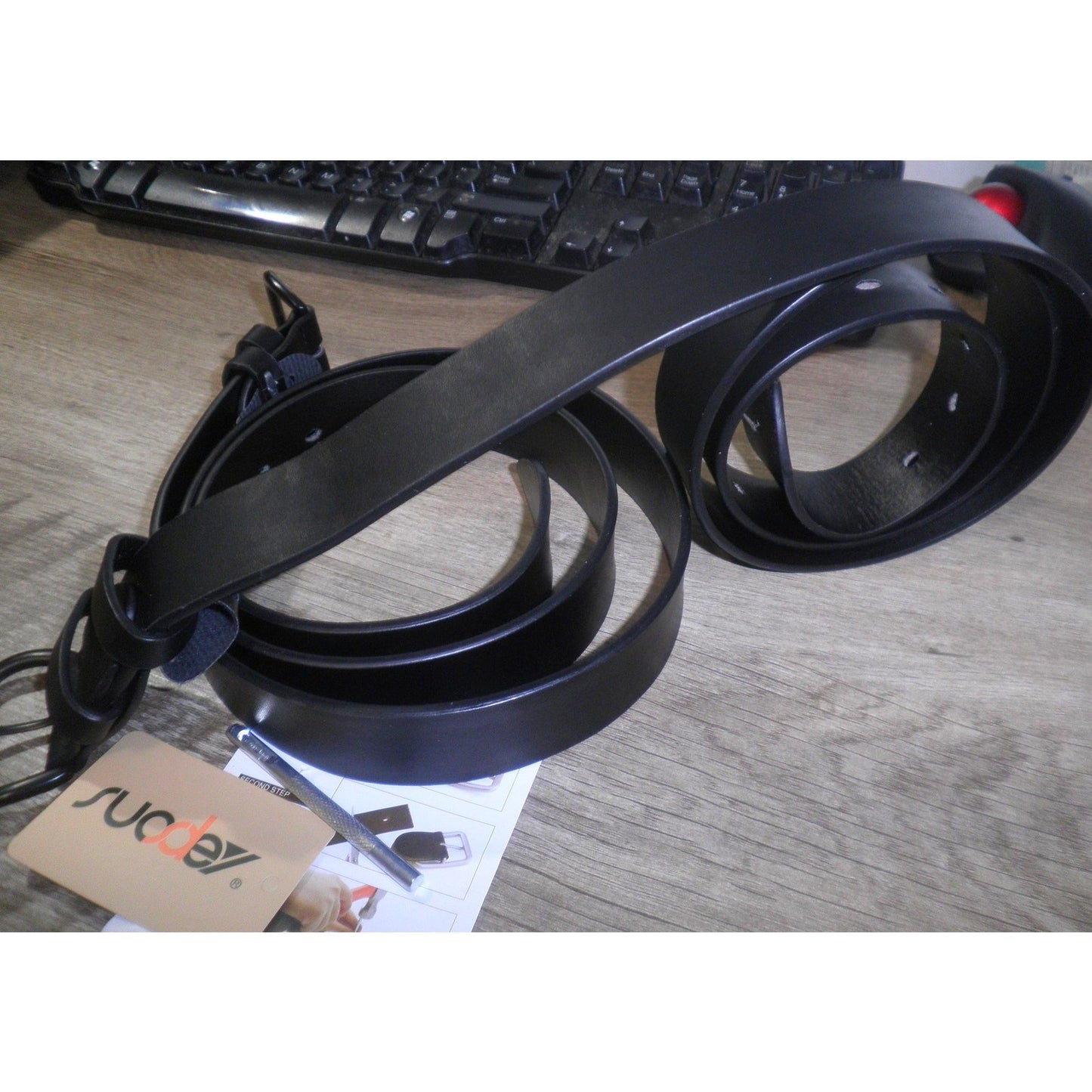 SUOSDEY 2-PK XL Faux Leather, Soft Leather Belts w/ Pin Buckle 1.3"W x 44"L BLK