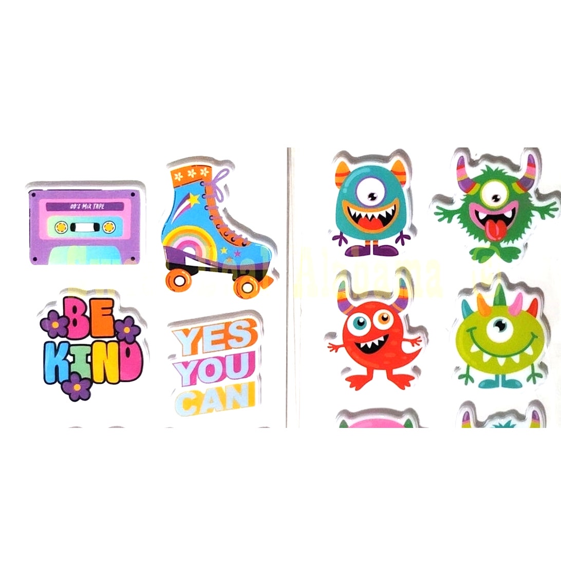 Lot of 32 Assorted Stickers Pictured, Great for Scrapbooking and More