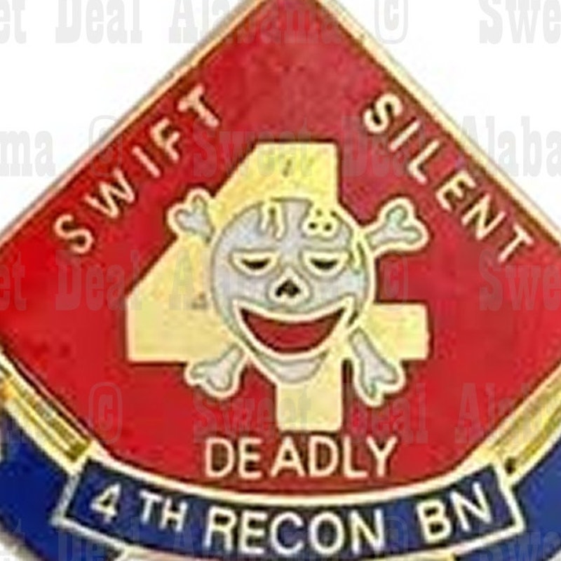 4th Recon Battalion, Swift Silent Deadly - Hat, Lapel, Brooch Pin 1"W x 1"H