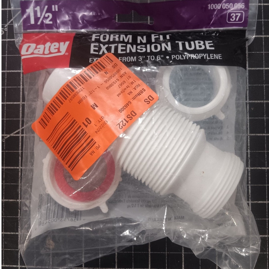 1-1/2" X 11-1/4" White Plastic Slip-Joint Sink Drain Tailpiece Extension Tube