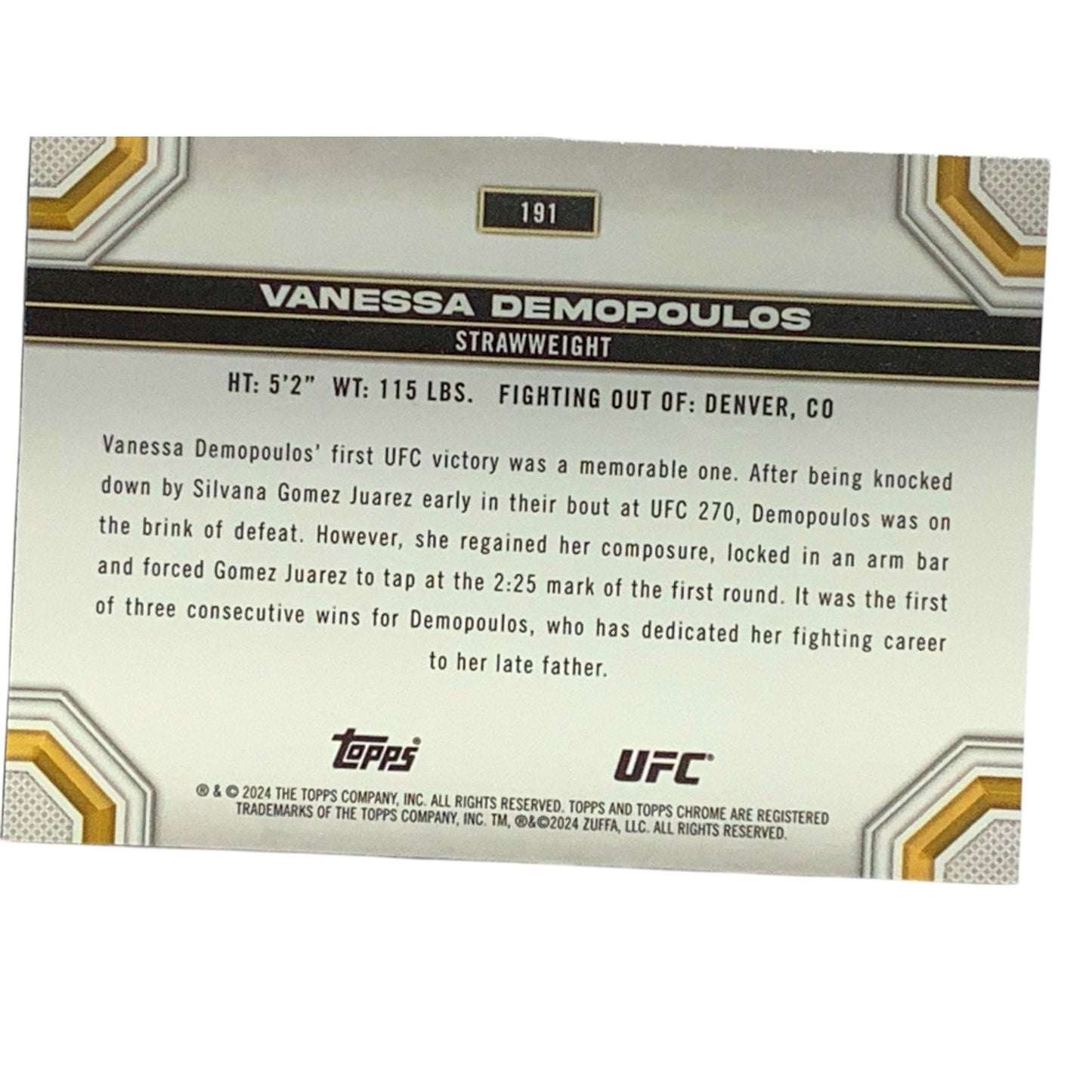 Vanessa Demopoulos, UFC Heavyweight, Card 191, 2024 Topps Chrome UFC, NM+