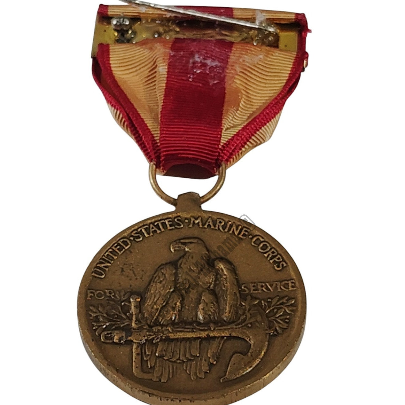 Marine Corps Expeditions Service Medal w/ Pinback, 1-3/8"D x 3"H Overall