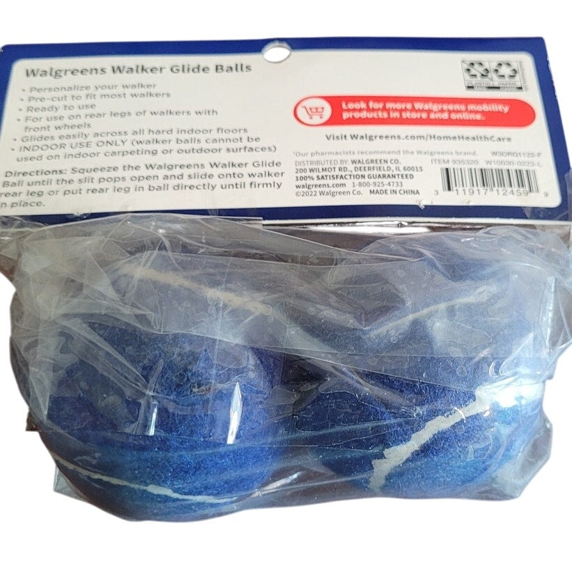 Walker Glide Balls - Blue - Precut for Easy Fit - Fits Most Walkers