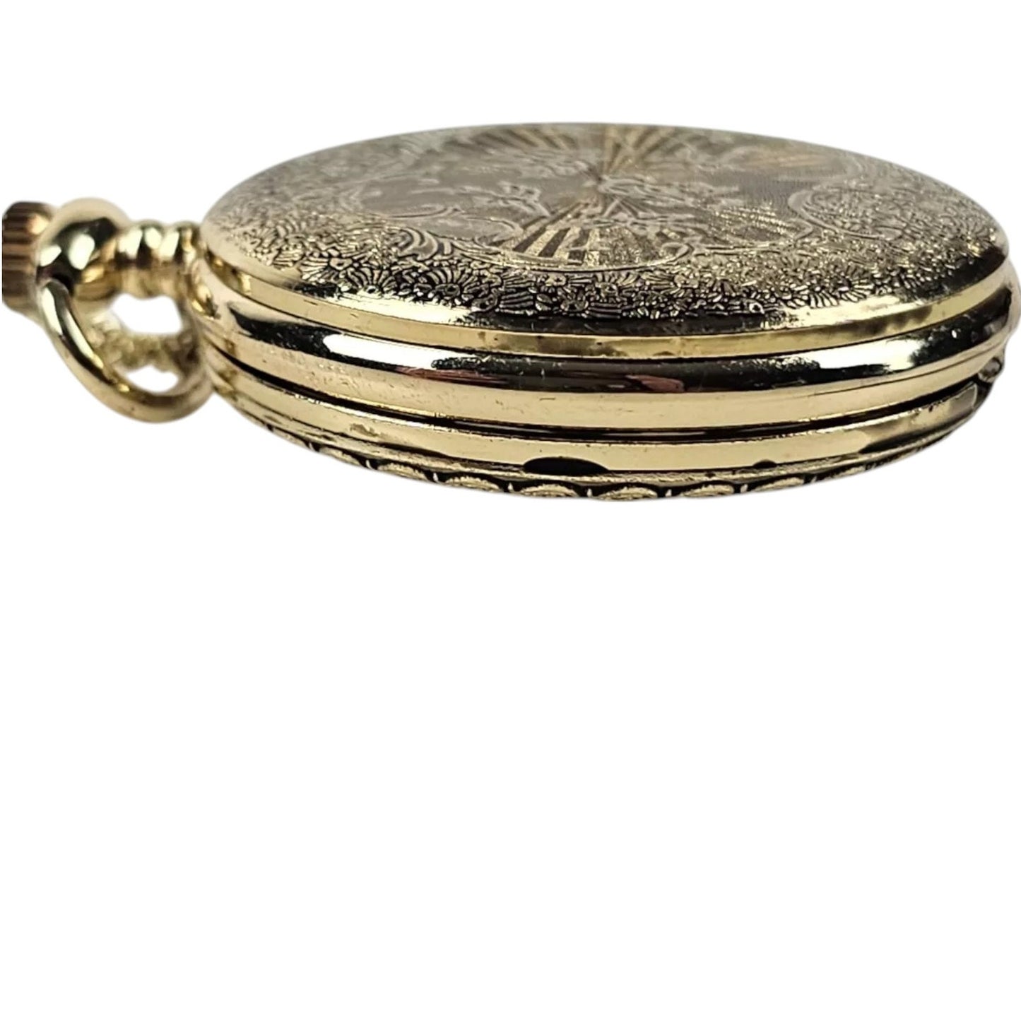 Claire's Heart Web/Gate Gold/White Tones Floral Back Pocket Watch, Non-Operable