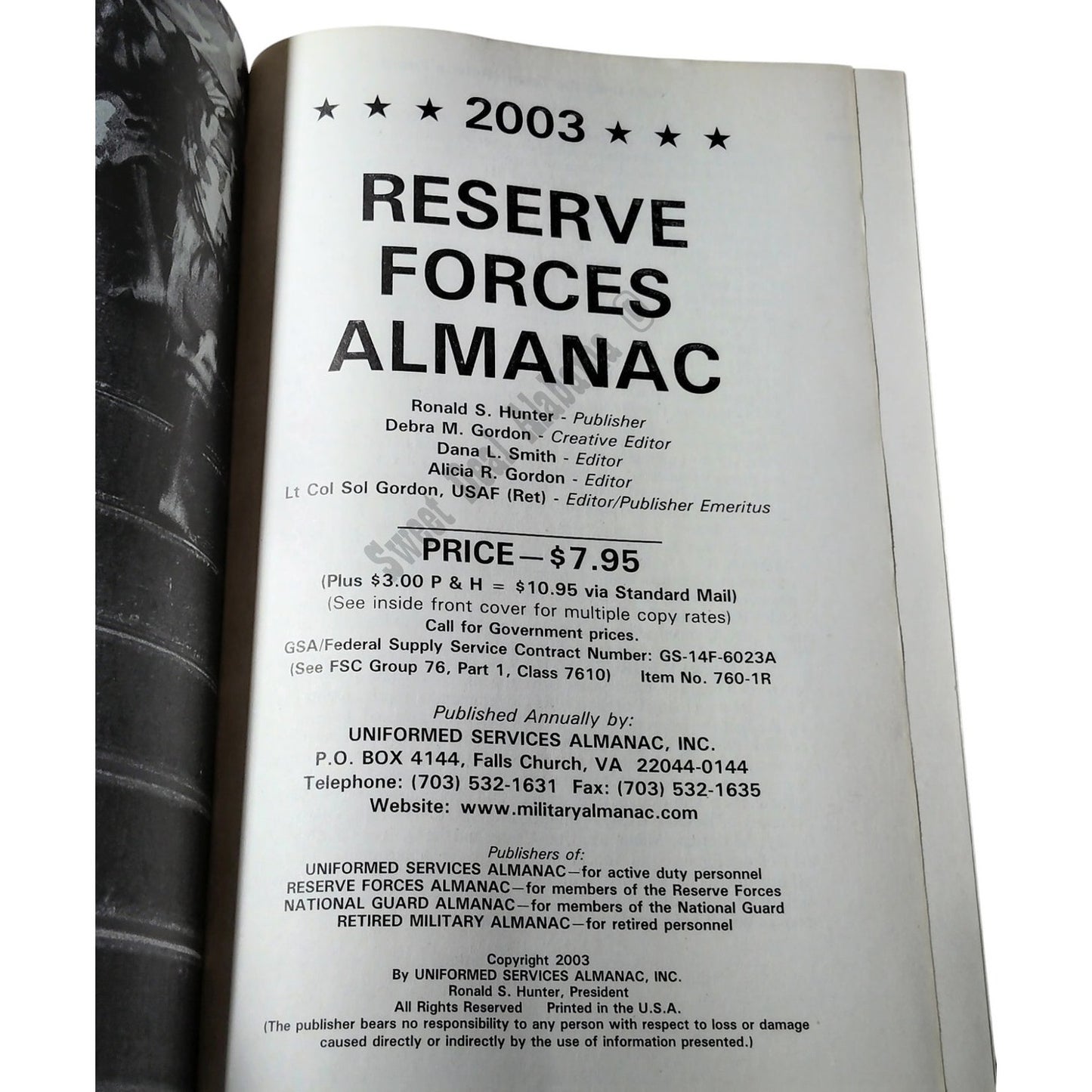 Vintage 2003 Army Reserve Almanac, Excellent Pre-Owned Condition
