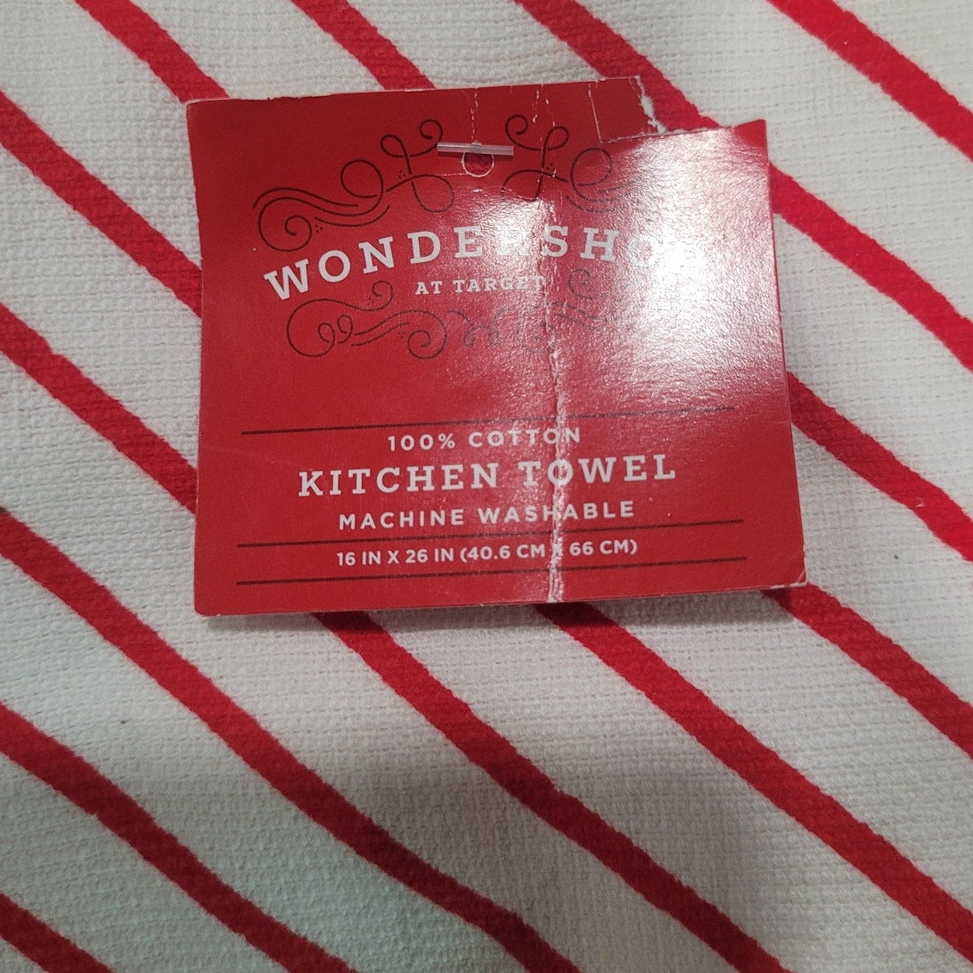Christmas Striped Kitchen Towel Red – Wondershop 16" x 26"