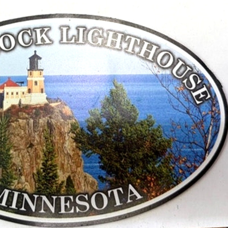 Split Rock Lighthouse Magnet Minnesota Oval Flexible Photo 4‑1/2" × 2‑7/8"