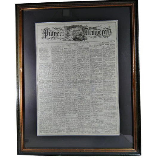 Framed Art- St. Paul, MN- Pioneer Democrat Newspaper, Friday October 13, 1865